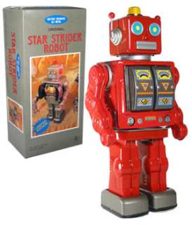 Metal House Japan Battery Op Tin RED Star Strider Robot  