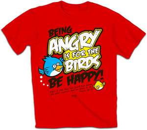 Be Happy ~ Angry Birds Parody ~ Adult Christian T Shirt ~ Red 