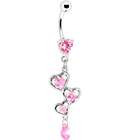 Body Candy Pink .80 Carat Cubic Zirconia FLOATING HEART Belly Ring