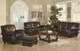 Coby Sofa, Love Seat, Chair & Ottoman 4 piece Leather Living Room Set 