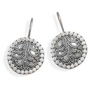   Round Beaded Bali Design French Wire Earrings Height 28mm   JewelryWeb