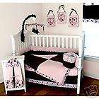 Pink and Brown Baby Girl 10 Piece Crib Bedding Set BNIP  
