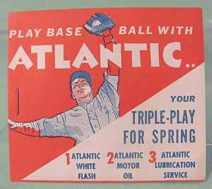 1930s Vintage Play BASEBALL with ATLANTIC Motor Oil Paper Game Uses 