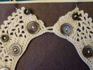 Hand Crocheted Collar/Necklace w/Vintage Shell Buttons  