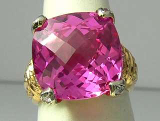 Gorgeous Pink Topaz & Diamond Ring 12cts  