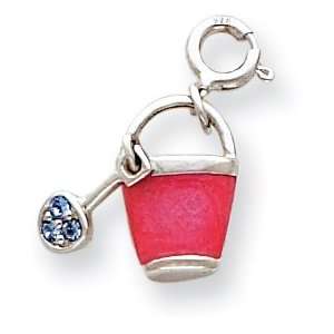  Enameled Crystal Pail and Shovel Charm, Sterling Silver 