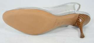 410 CASADEI Silver Womens Shoes Pump Slingbacks 6 M  