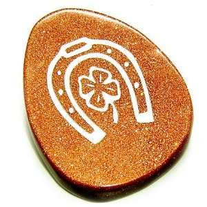  Word Stone Lucky Talisman Goldstone Lucky Clover And Horse 