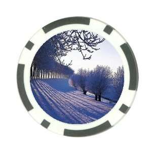 Snow scenery Poker Chip Card Guard Great Gift Idea