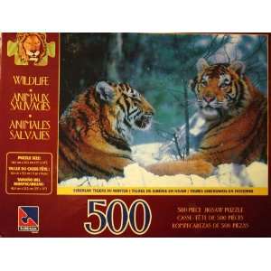  Siberian Tigers In Winter 500 Piece Jigsaw Puzzle Toys 