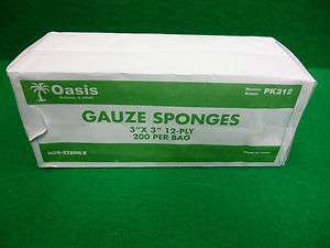 200 SURGICAL GAUZE PAD SPONGES 3x3 12 PLY NON STERILE LATEX FREE 