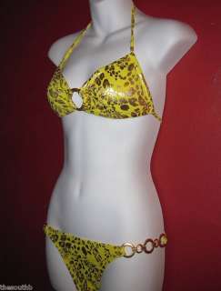Victorias Secret Metallic Leopard Bikini Swimsuit XS L  