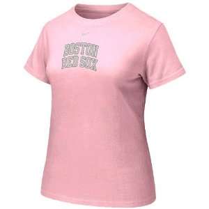  Nike Boston Red Sox Ladies Pink Arch Crew T shirt Sports 
