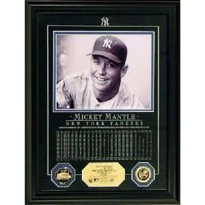  Mickey Mantle Archival Etched Stats Glass Photo Mint 