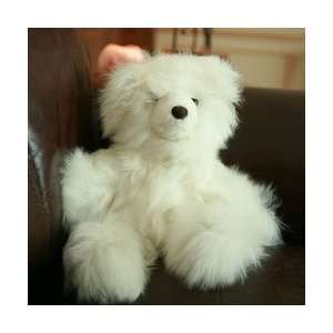  Collectible Alpaca Fur Teddy Bear   White Toys & Games