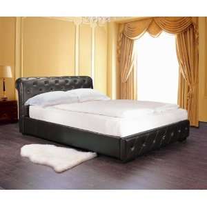   Faux Leather Full size Bed, Dark Brown   Dark Brown