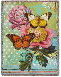 Botanical Coquette Butterfly Tapestry Throw Afghan  
