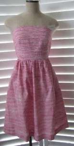 BANANA REPUBLIC Petite 10P NWT $130 Dress Cotton Linen Strapless Pink 