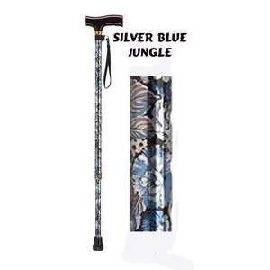  T or Derby Cane in Silver Blue Jungle Design Health 
