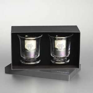  Set of Two West Point Small Glass Hurricane Candleholders 