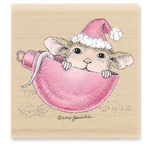   Mouse Wood Mounted Rubber Stamp Having A Ball Arts, Crafts & Sewing
