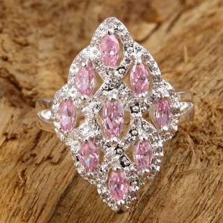 Fashion Pink Topaz Jewelry Gemstone Silver Ring Size #9 S25  