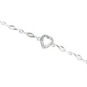  0.18ctTW Diamond Heart Bracelet in 14Kt White Gold 