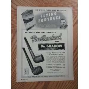  Dr. Grabow pipes.1943 print ad (Flying Fortress.) Orinigal 