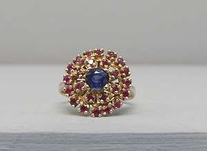 Pretty 14k Gold Ruby and Tourmaline Ring Lots of Gems Size 8 1/4 