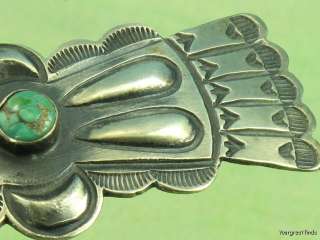  SOUTHWESTERN 925 STERLING SILVER TURQUOISE HAIR BARRETTE  
