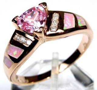   Gold plated Sterling Silver Pink Fire Opal and Pink Topaz ring  