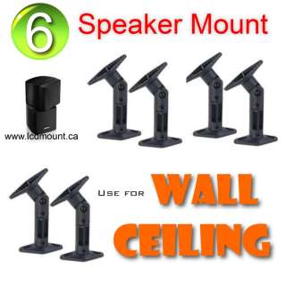 Six Universal Wall/Ceiling Speaker Mount Brackets BLK  