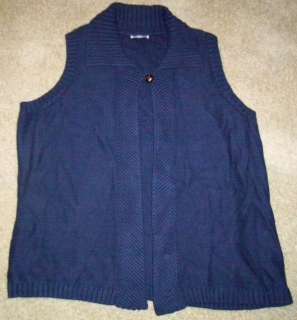 DENIM & CO ONE BUTTON SWEATER VEST WITH RIBBING~2X~NWT  
