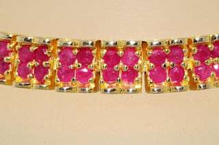 00CT ROUND CUT RUBY 2 ROW CLUSTER BRACELET BEAUTIFUL  
