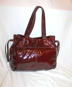   Genuine Patent Leather Large Tote Wine Red Burgundy Purse Shoulder Bag