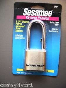 SESAMEE KEYLESS PADLOCK K437  YOU SET COMBO  