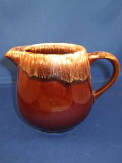 BROWN DRIP POTTERY CREAMER PITCHER STAMPED USA  