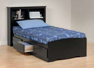 NEW Prepac Black XL Twin Size Platform Storage Bed  
