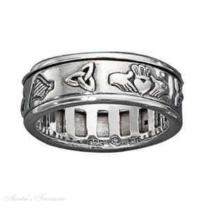  Unisex 7mm Wide Band Celtic Symbol Spinner Ring Size 14 Jewelry
