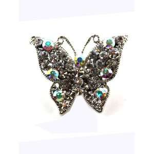  Sparkly White Stone Silver Butterly Pin Jewelry