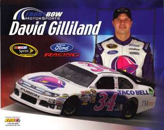   GILLILAND TACO BELL #34 NASCAR SPRINT CUP SERIES POSTCARD  
