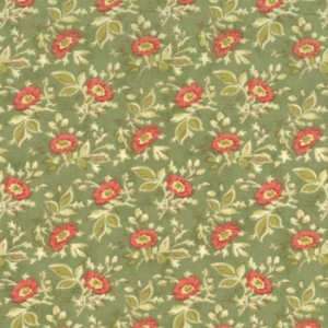   Dark Coral Flowers on Olive By Moda Fabrics Arts, Crafts & Sewing