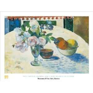  Flowers And A Bowl Of Fruit Poster Print