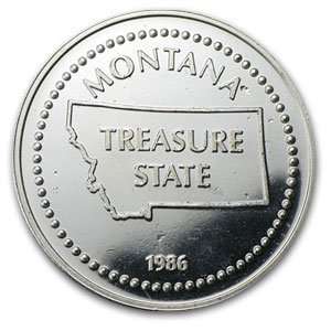  .999 Fine Silver Rnd 1 oz Montana   Treasure State (JM 