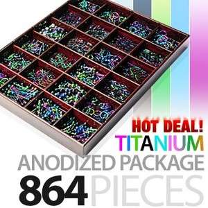 864 pcs of Titanium Anodized Assorted Package with Free Display 