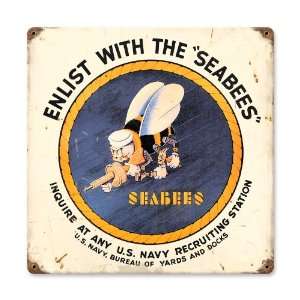  Seabees Allied Military Vintage Metal Sign   Victory 