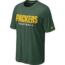 Nike Green Bay Packers Sideline Legend Authentic Font Dri FIT T Shirt 