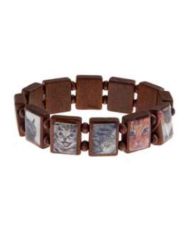   (Brown) Teens Wooden Cat Picture Bracelet  250485220  New Look