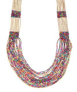 null (Multi Col) Multi Row Colourful Beaded Necklace  249995099  New 