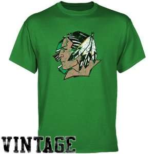 Dakota Fighting Sioux Green Distressed Logo Vintage T shirt  